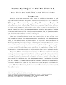 Mountain Hydrology of  the Semi-Arid Western U.S. I