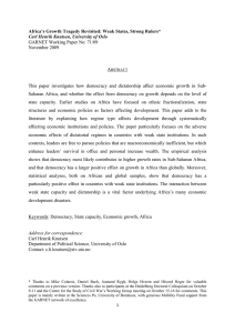 Africa’s Growth Tragedy Revisited: Weak States, Strong Rulers* November 2009