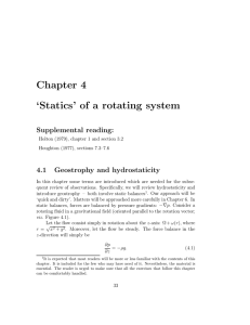 Chapter 4 ‘Statics’  of  a  rotating  system 4.1