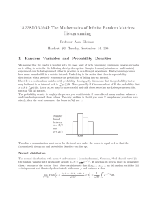 18.338J/16.394J:  The  Mathematics  of  Inﬁnite ... Histogramming 1 Random  Variables  and  Probability  Densities