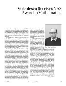 Voiculescu Receives NAS Award in Mathematics