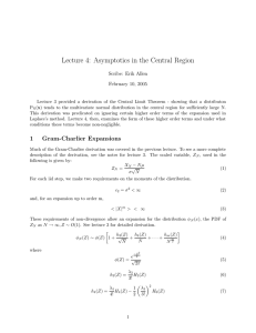 Lecture 4:  Asymptotics in the Central Region February 10, 2005