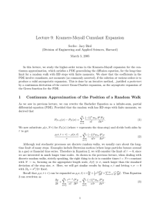 Lecture  9:  Kramers­Moyall  Cumulant  Expansion