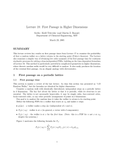 Lecture 18:  First Passage in Higher Dimensions