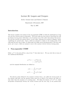 Lecture 26:  Leapers and Creepers Introduction Department of Economics, MIT