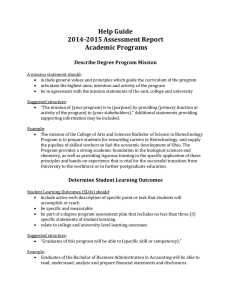 Help Guide 2014-2015 Assessment Report Academic Programs