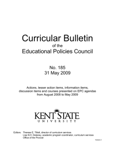 Curricular Bulletin Educational Policies Council No. 185 31 May 2009