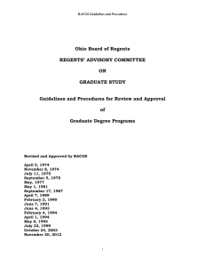 Ohio Board of Regents  REGENTS’ ADVISORY COMMITTEE ON