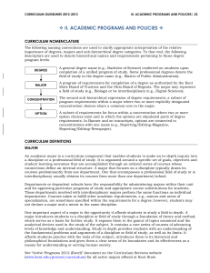  II. ACADEMIC PROGRAMS AND POLICIES CURRICULUM NOMENCLATURE