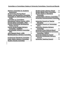 Committee on Committees Catalog of University Committees, Councils and Boards