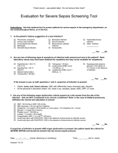 Evaluation for Severe Sepsis Screening Tool