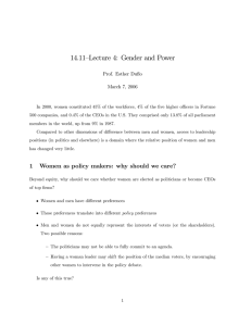 14.11–Lecture 4: Gender and Power Prof. Esther Du‡o March 7, 2006