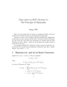 Class notes on SLP’s Section 4.1 The Principle of Optimality Spring, 2003