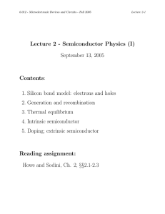 Lecture 2 - Semiconductor Physics (I) Contents September 13, 2005
