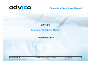 Calculator Functions Manual adv o® September 2010
