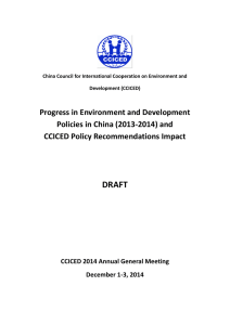 Progress in Environment and Development Policies in China (2013-2014) and