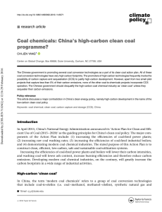 Coal chemicals: China’s high-carbon clean coal programme? B research article