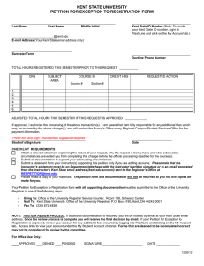 KENT STATE UNIVERSITY PETITION FOR EXCEPTION TO REGISTRATION FORM