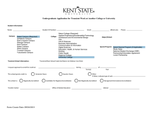 Undergraduate Application for Transient Work at Another College or University