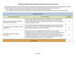 Public Sector Safety &amp; Health Fundamentals Certificate Program for General...