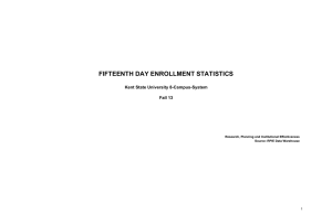 FIFTEENTH DAY ENROLLMENT STATISTICS Kent State University 8-Campus-System Fall 13