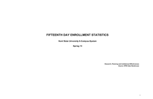 FIFTEENTH DAY ENROLLMENT STATISTICS Kent State University 8-Campus-System Spring 13