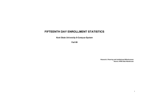 FIFTEENTH DAY ENROLLMENT STATISTICS Kent State University 8-Campus-System Fall 09