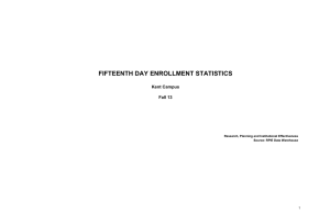FIFTEENTH DAY ENROLLMENT STATISTICS Kent Campus Fall 13 Research, Planning and Institutional Effectiveness