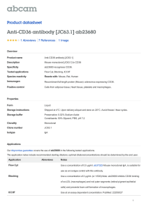 Anti-CD36 antibody [JC63.1] ab23680 Product datasheet 1 Abreviews 1 Image