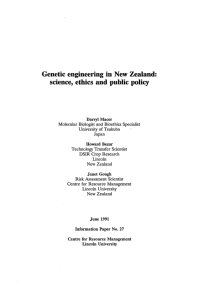 Genetic engineering in New Zealand: science, ethics and public policy