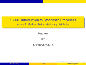 18.445 Introduction to Stochastic Processes Lecture 2: Markov chains: stationary distribution