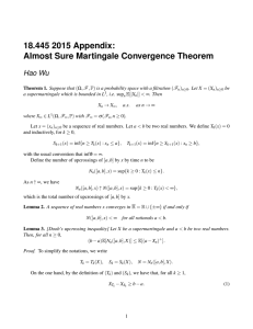 18.445 2015 Appendix: Almost Sure Martingale Convergence Theorem Hao Wu