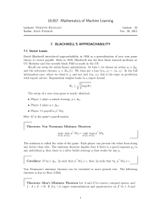 18.657: Mathematics of Machine Learning 7. BLACKWELL’S APPROACHABILITY