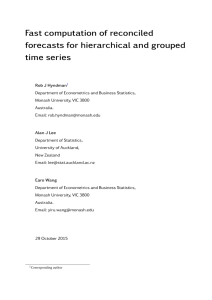 Fast computation of reconciled forecasts for hierarchical and grouped time series