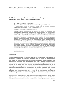 Purification and regulation of aspartate transcarbamylase from Vigna radiata J. Biosci.,