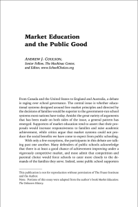 Market Education and the Public Good A J. C