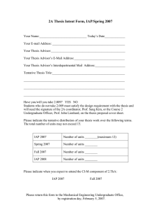 2A Thesis Intent Form, IAP/Spring 2007