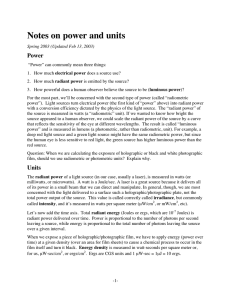 Notes on power and units Power