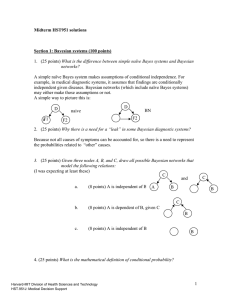 Midterm HST951 solutions  Section 1: Bayesian systems (100 points)