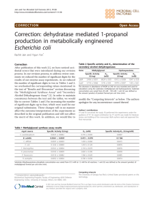 Correction: dehydratase mediated 1-propanol production in metabolically engineered Escherichia coli