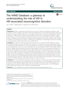 The HAND Database: a gateway to HIV-associated neurocognitive disorders