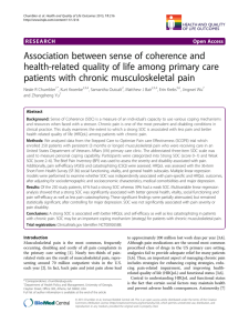 Association between sense of coherence and patients with chronic musculoskeletal pain