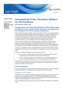 Amendments to the Calculation Method for FDI Positions