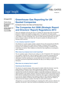 Greenhouse Gas Reporting for UK The Companies Act 2006 (Strategic Report