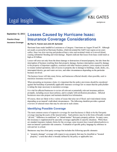 Losses Caused by Hurricane Isaac: Insurance Coverage Considerations