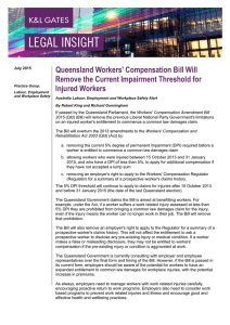 Queensland Workers' Compensation Bill Will Remove the Current Impairment Threshold for