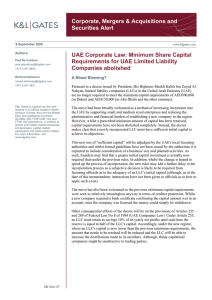 Corporate, Mergers &amp; Acquisitions and Securities Alert Requirements for UAE Limited Liability