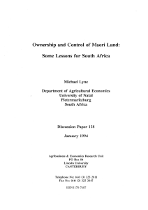 Ownership and Control of Maori Land: Some Lessons for South Africa