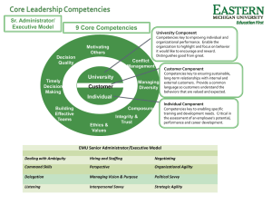 9 Core Competencies Sr. Administrator/ Executive Model University Component