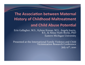 The association between parental history of childhood maltreatment and child abuse potential